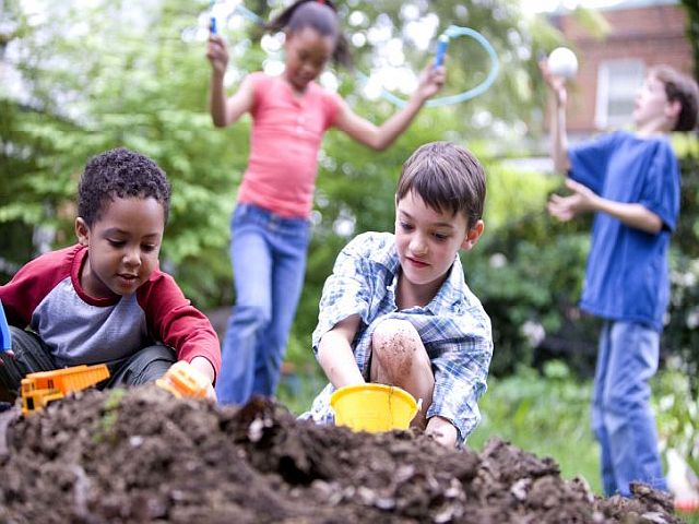 Children playing outside.