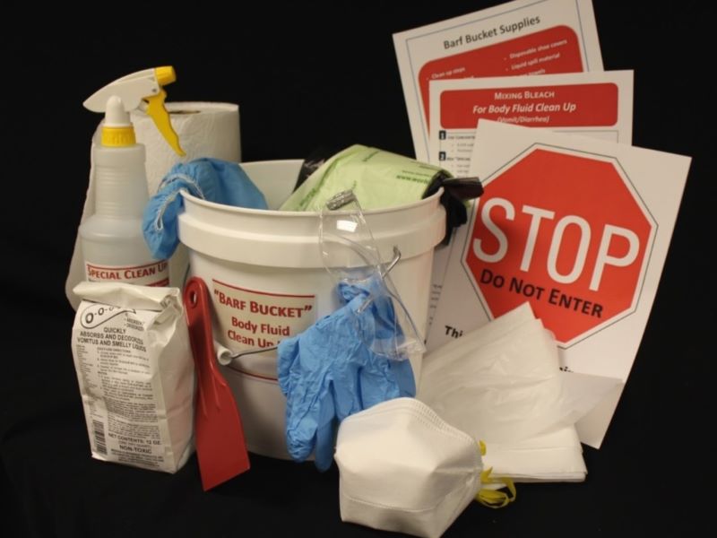 Image of supplies used to clean up bodily fluids.