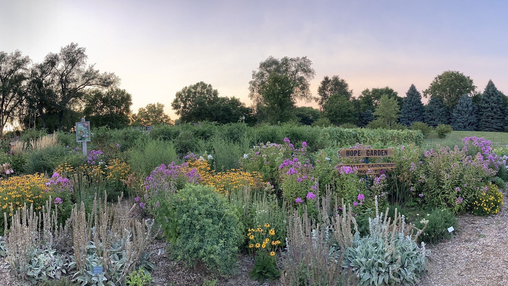 Image of Hope Garden at dusk.