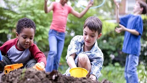 Children playing outside.