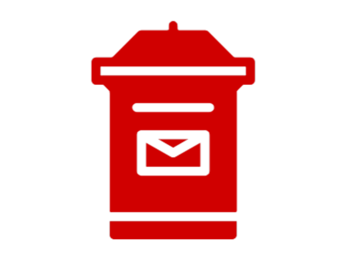 Red mailbox/drop box icon.